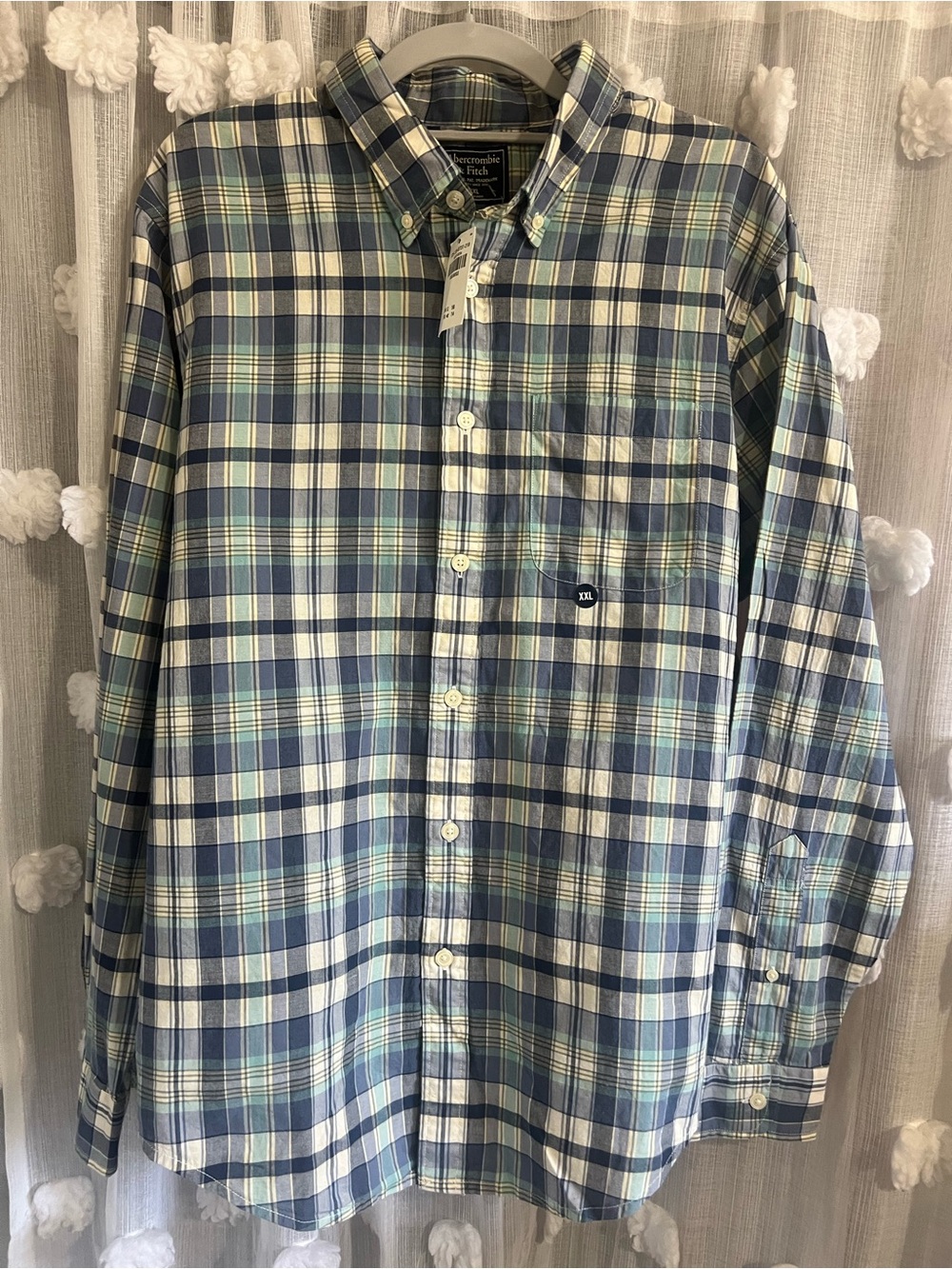 Abercrombie & Fitch Men's Blue Plaid Cotton Shirt